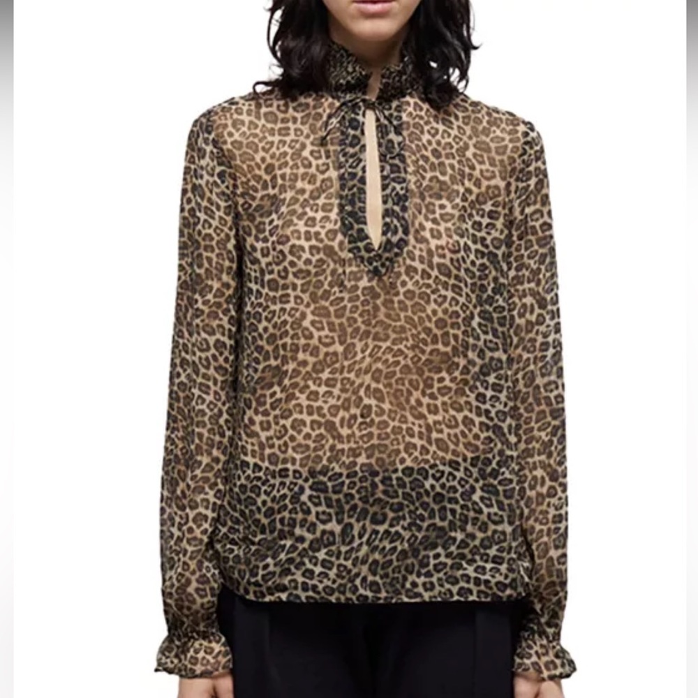 The Kooples Leopard Print Peasant Blouse Size 0